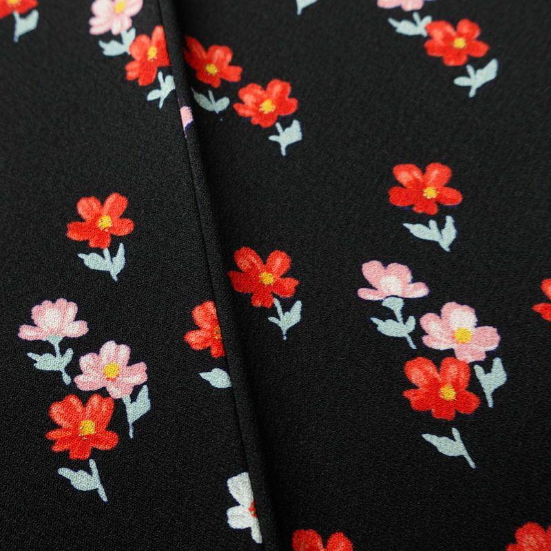 小紋 付下小紋 良品 しつけ糸付き 正絹 花柄 袷仕立て 身丈161cm 裄丈63cm 着物 黒_画像10