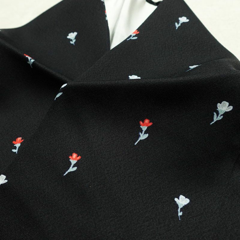 小紋 付下小紋 良品 しつけ糸付き 正絹 花柄 袷仕立て 身丈161cm 裄丈63cm 着物 黒_画像15