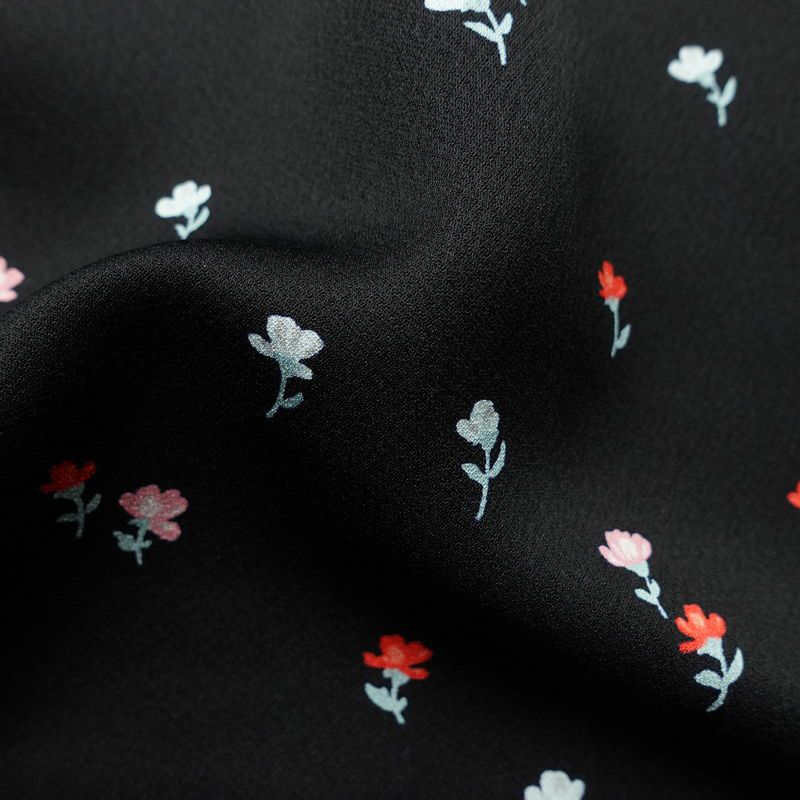 小紋 付下小紋 良品 しつけ糸付き 正絹 花柄 袷仕立て 身丈161cm 裄丈63cm 着物 黒_画像21