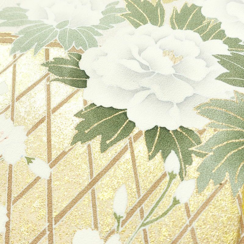 訪問着 しつけ糸付き 一つ紋付き 正絹 花柄 袷仕立て 身丈168.5cm 裄丈66.5cm 箔 フォーマル 着物 入学式 卒業式 結婚式 ピンク_画像7