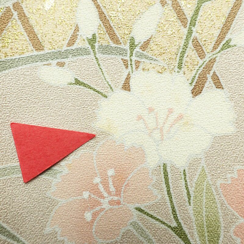 訪問着 しつけ糸付き 一つ紋付き 正絹 花柄 袷仕立て 身丈168.5cm 裄丈66.5cm 箔 フォーマル 着物 入学式 卒業式 結婚式 ピンク_画像16