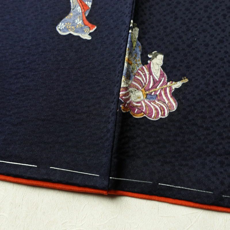小紋 付下小紋 良品 しつけ糸付き 正絹 人物・動物柄 袷仕立て 身丈157cm 裄丈64cm 箔 金彩 着物 青・紺_画像12