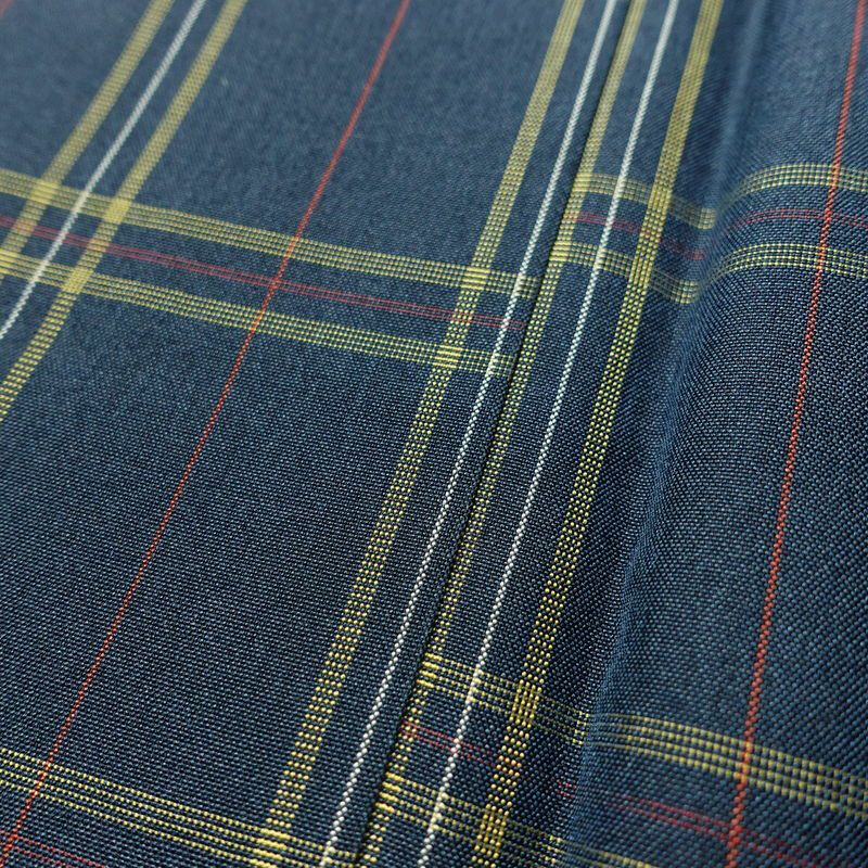 紬 良品 正絹 チェック・格子柄 袷仕立て 身丈159cm 裄丈66cm 着物 青・紺_画像9