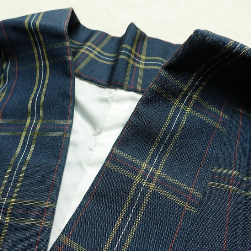 紬 良品 正絹 チェック・格子柄 袷仕立て 身丈159cm 裄丈66cm 着物 青・紺_画像16