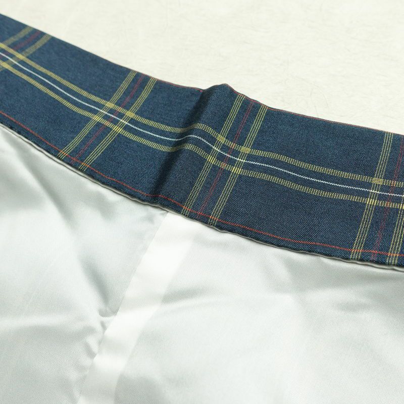 紬 良品 正絹 チェック・格子柄 袷仕立て 身丈159cm 裄丈66cm 着物 青・紺_画像18