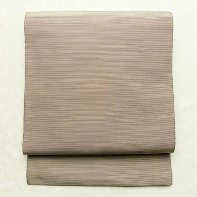 名古屋帯 全通柄 正絹 縞柄・線柄 松葉仕立て 帯 ベージュ
