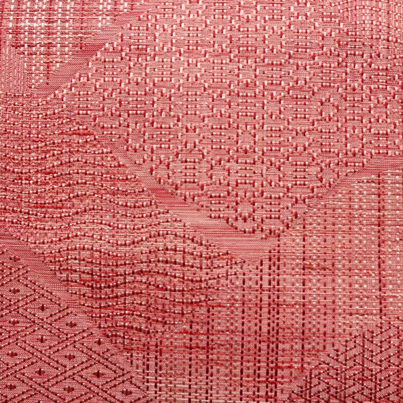 名古屋帯 六通柄 良品 正絹 幾何学柄・抽象柄 名古屋仕立て 帯 ピンク_画像2