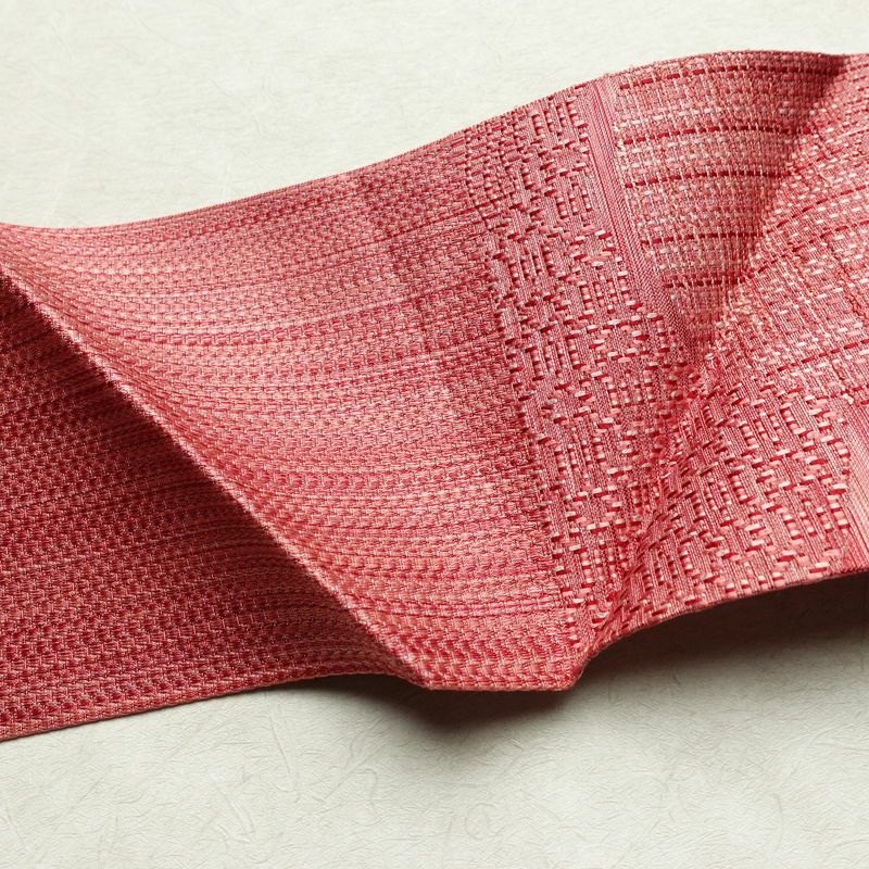 名古屋帯 六通柄 良品 正絹 幾何学柄・抽象柄 名古屋仕立て 帯 ピンク_画像15