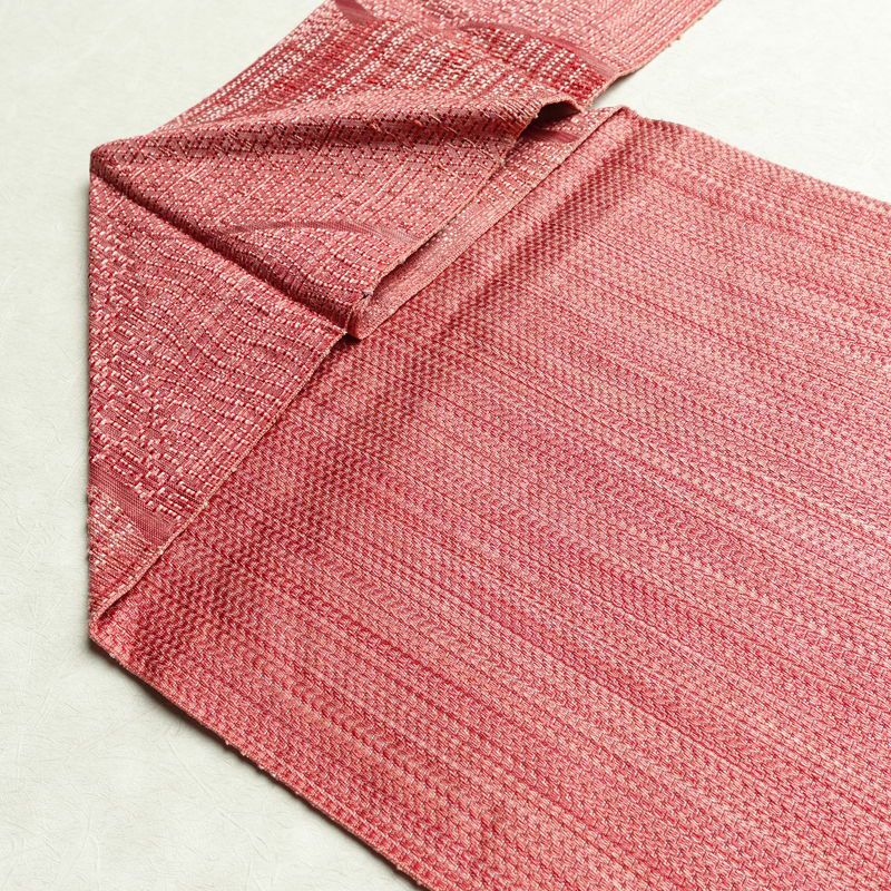 名古屋帯 六通柄 良品 正絹 幾何学柄・抽象柄 名古屋仕立て 帯 ピンク_画像19