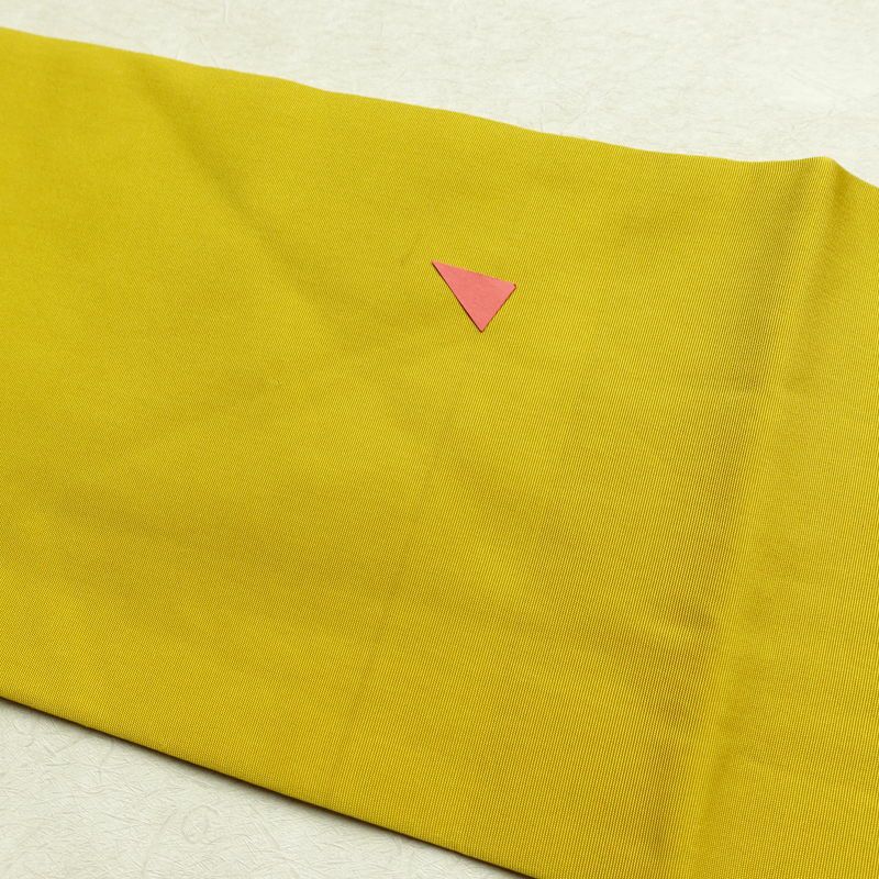 名古屋帯 太鼓柄 良品 正絹 木の葉・植物柄 名古屋仕立て 箔 金彩 イチョウ 帯 黄・黄土色_画像15