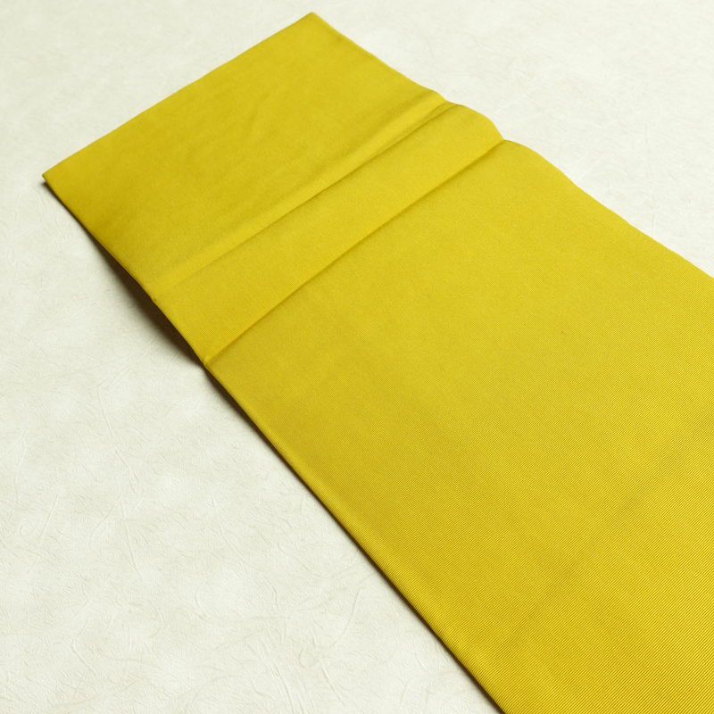 名古屋帯 太鼓柄 良品 正絹 木の葉・植物柄 名古屋仕立て 箔 金彩 イチョウ 帯 黄・黄土色_画像17