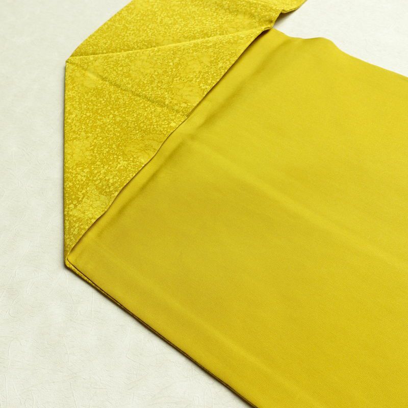 名古屋帯 太鼓柄 良品 正絹 木の葉・植物柄 名古屋仕立て 箔 金彩 イチョウ 帯 黄・黄土色_画像19