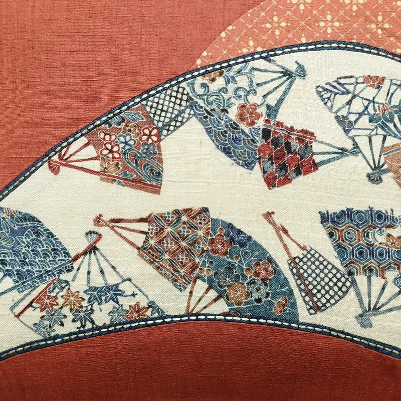 名古屋帯 太鼓柄 正絹 古典柄 名古屋仕立て 刺繍 帯 紬地 扇子 ピンク_画像2