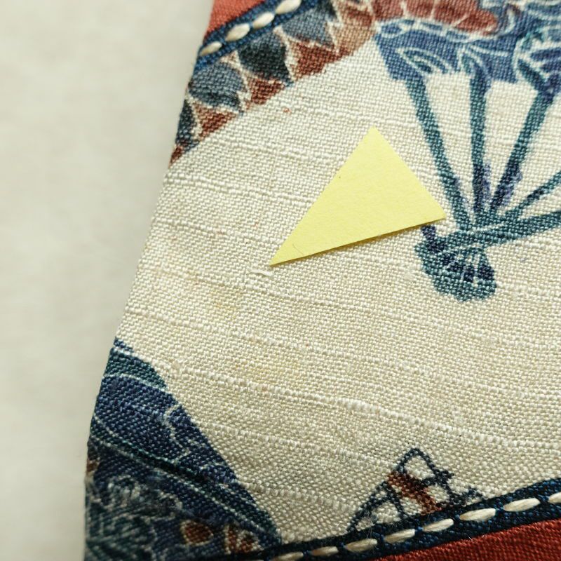 名古屋帯 太鼓柄 正絹 古典柄 名古屋仕立て 刺繍 帯 紬地 扇子 ピンク_画像4