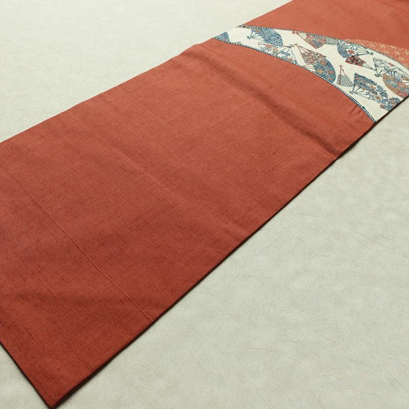 名古屋帯 太鼓柄 正絹 古典柄 名古屋仕立て 刺繍 帯 紬地 扇子 ピンク_画像12