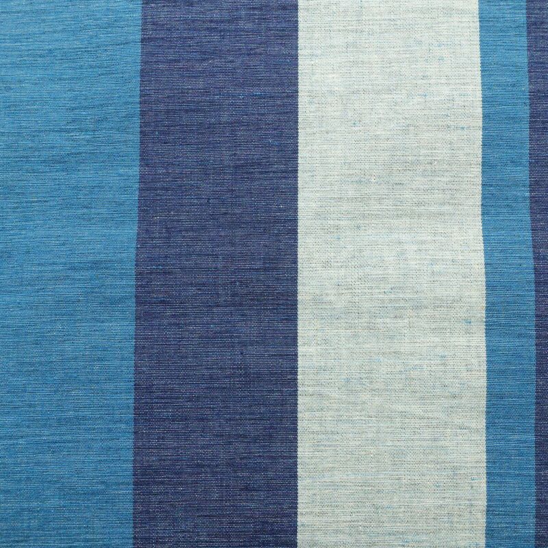 名古屋帯 全通柄 綿 縞柄・線柄 通し仕立て 帯 未使用品 青・紺_画像2