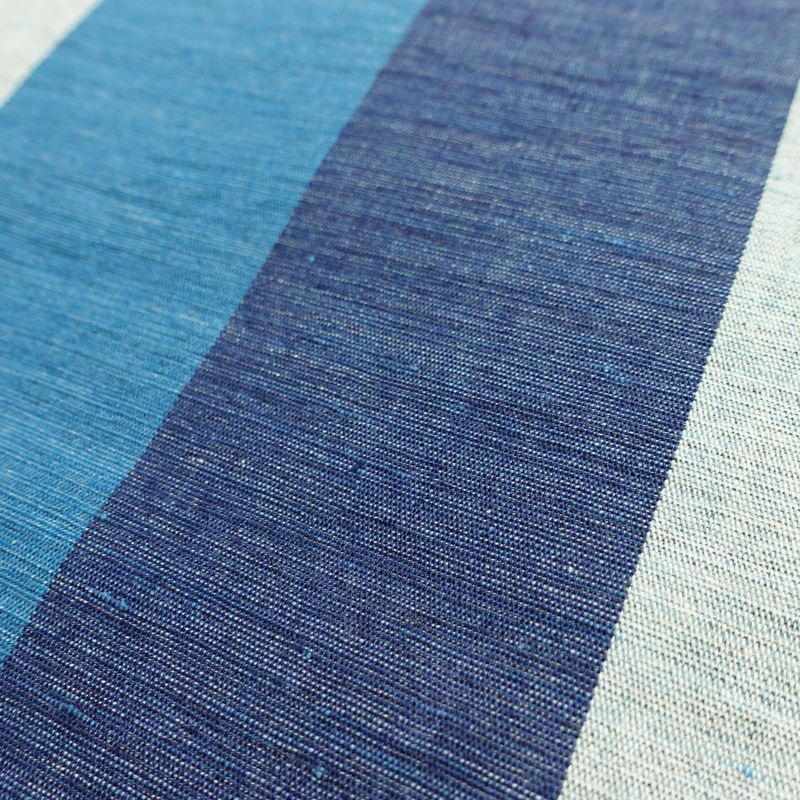 名古屋帯 全通柄 綿 縞柄・線柄 通し仕立て 帯 未使用品 青・紺_画像5