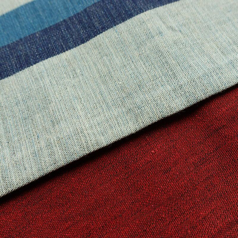 名古屋帯 全通柄 綿 縞柄・線柄 通し仕立て 帯 未使用品 青・紺_画像10