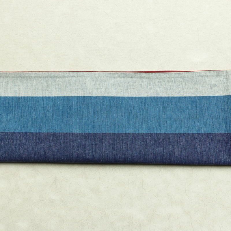 名古屋帯 全通柄 綿 縞柄・線柄 通し仕立て 帯 未使用品 青・紺_画像17