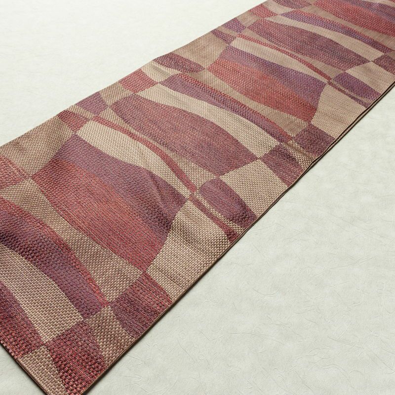 名古屋帯 六通柄 正絹 幾何学柄・抽象柄 名古屋仕立て 帯 ベージュ_画像3