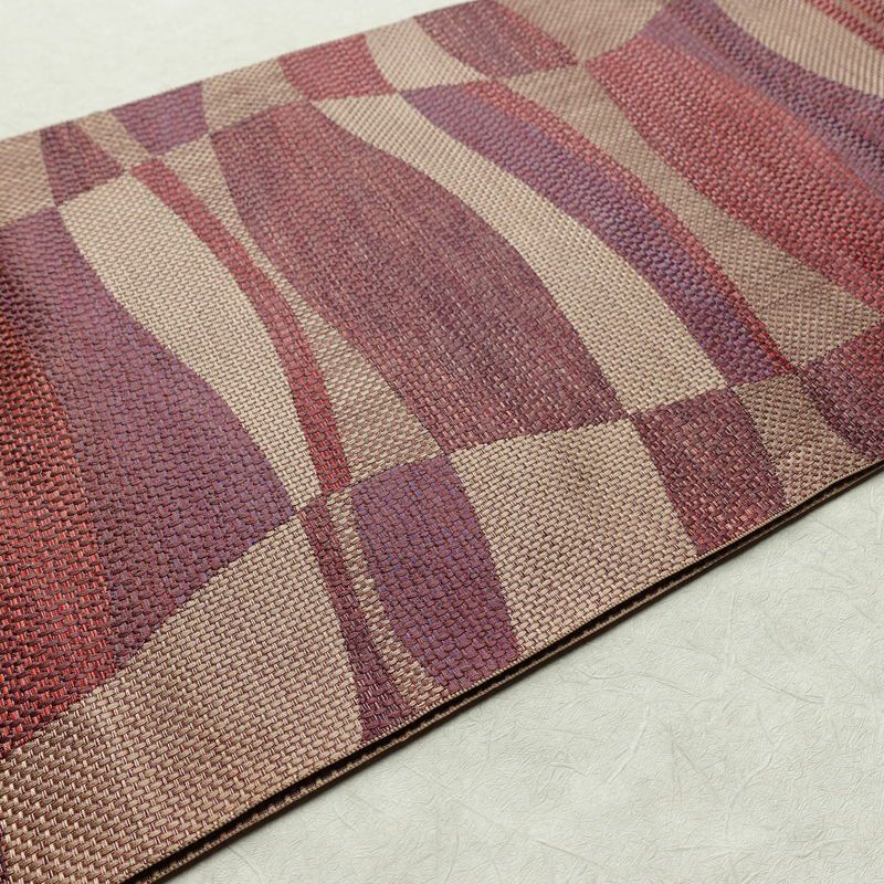 名古屋帯 六通柄 正絹 幾何学柄・抽象柄 名古屋仕立て 帯 ベージュ_画像6