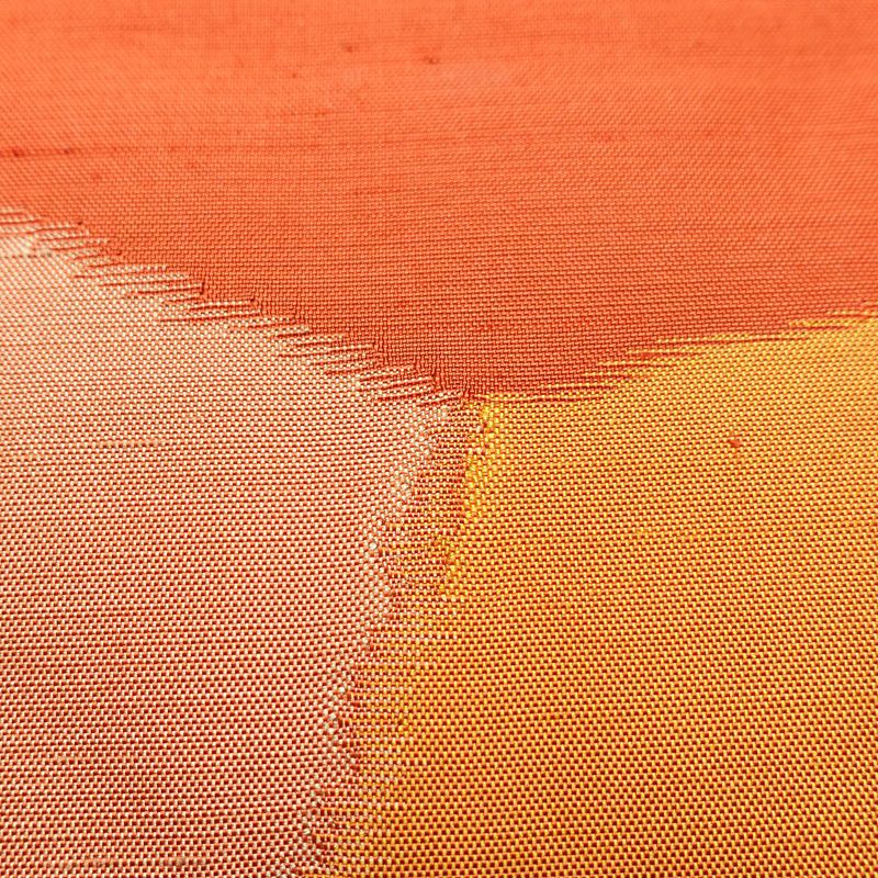 名古屋帯 六通柄 正絹 花柄 名古屋仕立て 帯 紬地 橙_画像5