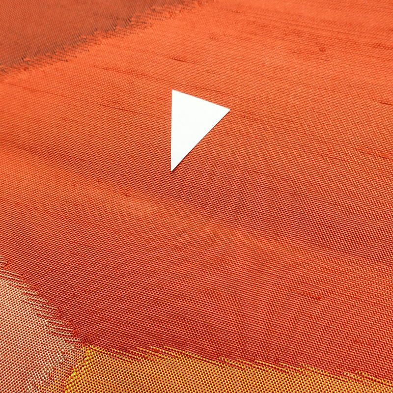 名古屋帯 六通柄 正絹 花柄 名古屋仕立て 帯 紬地 橙_画像16