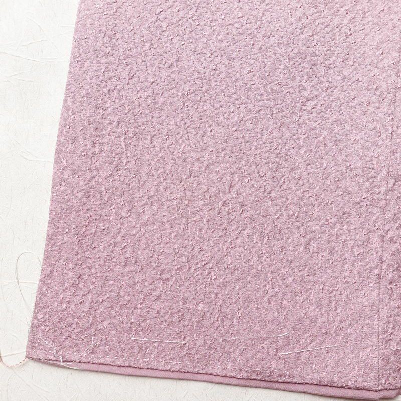 色無地 良品 しつけ糸付き 一つ紋付き 正絹 無地 袷仕立て 身丈155.5cm 裄丈66cm フォーマル 着物 入学式 卒業式 お茶会 ピンク_画像12