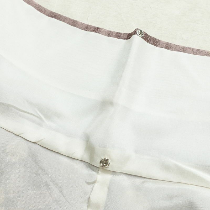 訪問着 良品 絞り 綸子 正絹 木の葉・植物柄 袷仕立て 身丈161.5cm 裄丈68cm 箔 共八掛 金彩 フォーマル 着物 入学式 卒業式 くすみピンク 結婚式 ピンク_画像20