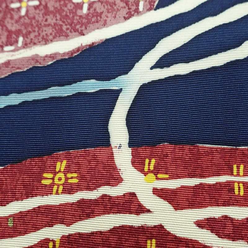 名古屋帯 太鼓柄 落款入り 正絹 古典柄 名古屋仕立て 箔 帯 青・紺_画像4