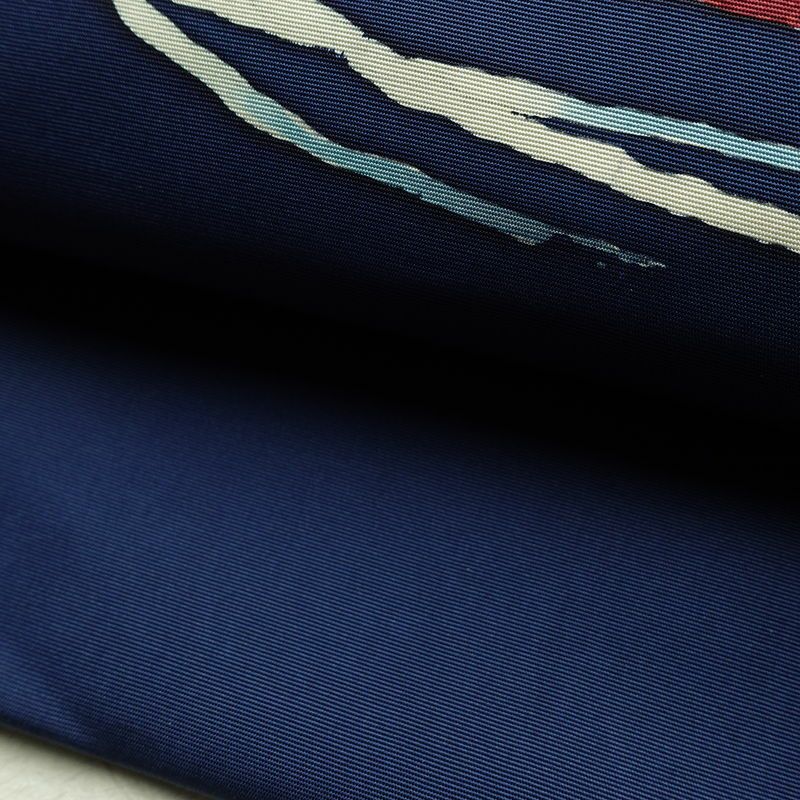 名古屋帯 太鼓柄 落款入り 正絹 古典柄 名古屋仕立て 箔 帯 青・紺_画像7