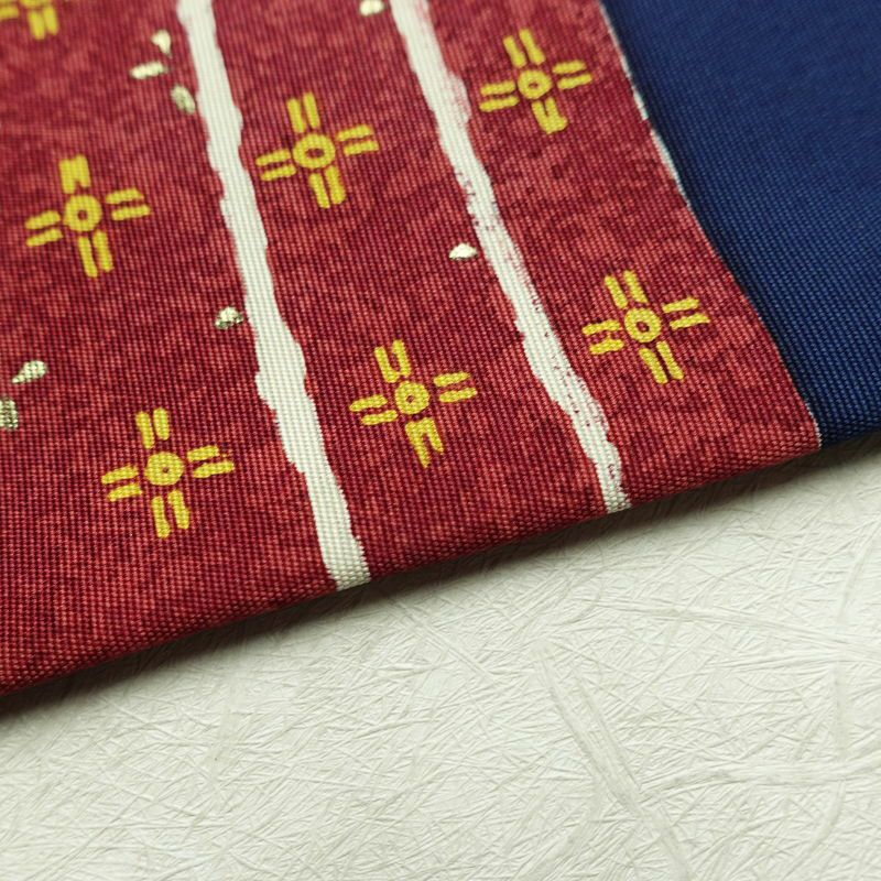 名古屋帯 太鼓柄 落款入り 正絹 古典柄 名古屋仕立て 箔 帯 青・紺_画像11