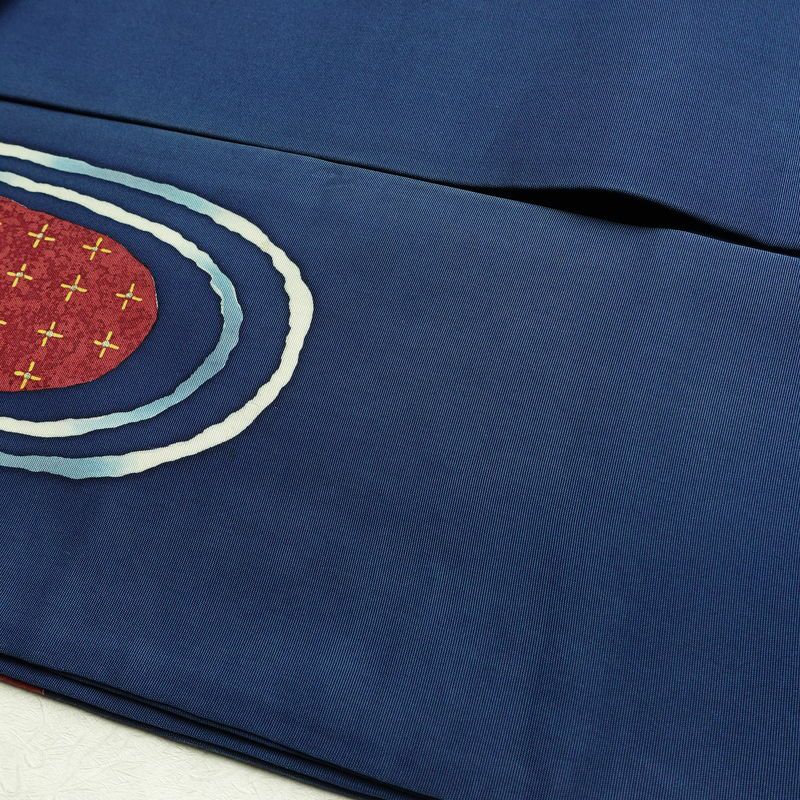 名古屋帯 太鼓柄 落款入り 正絹 古典柄 名古屋仕立て 箔 帯 青・紺_画像20