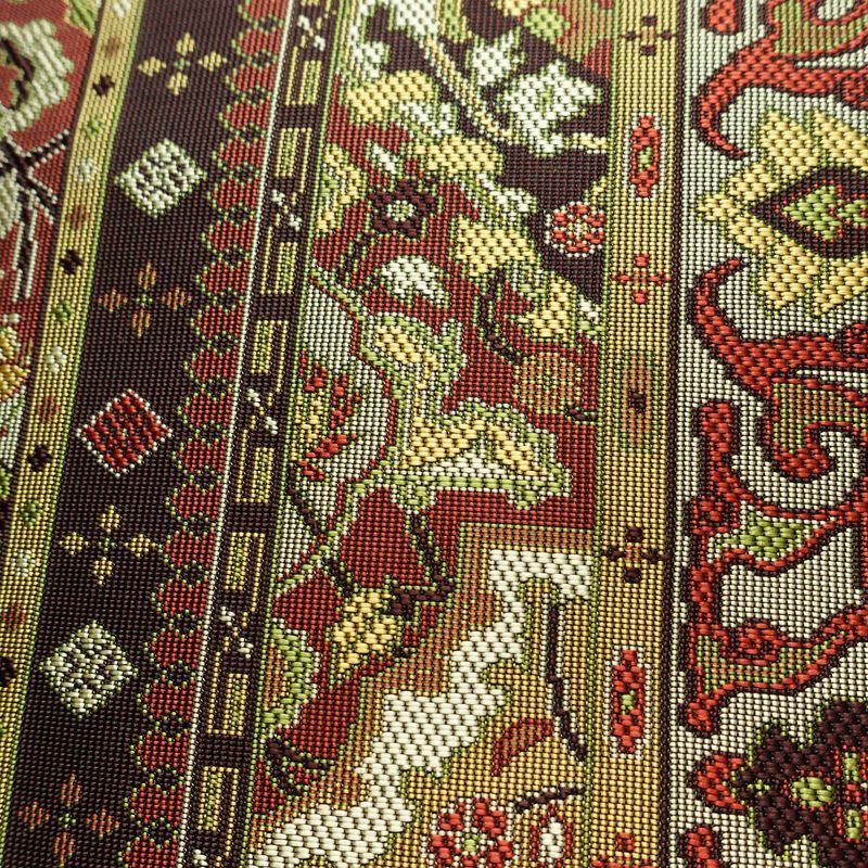 名古屋帯 六通柄 正絹 幾何学柄・抽象柄 松葉仕立て 帯 多色使い_画像3