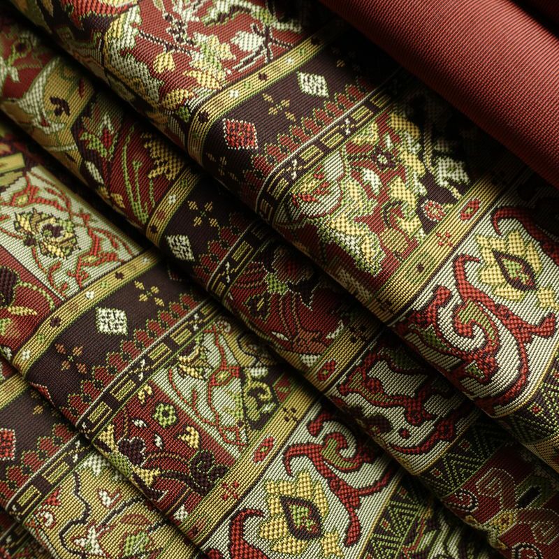 名古屋帯 六通柄 正絹 幾何学柄・抽象柄 松葉仕立て 帯 多色使い_画像21