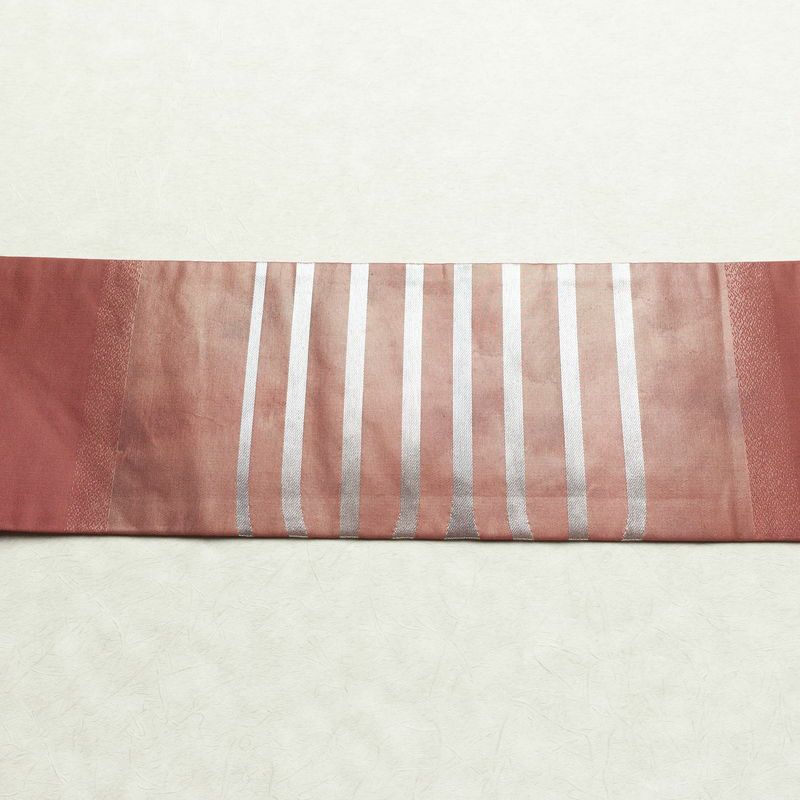 名古屋帯 太鼓柄 良品 正絹 幾何学柄・抽象柄 名古屋仕立て 箔 帯 ピンク_画像13