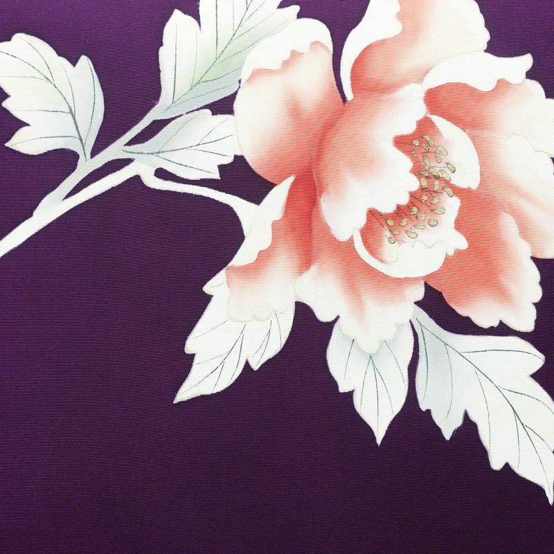 名古屋帯 太鼓柄 正絹 花柄 名古屋仕立て 箔 帯 紫・藤色_画像2