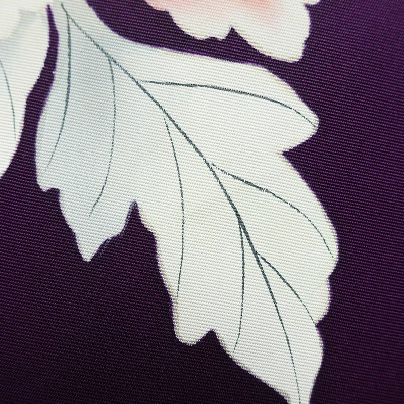 名古屋帯 太鼓柄 正絹 花柄 名古屋仕立て 箔 帯 紫・藤色_画像4