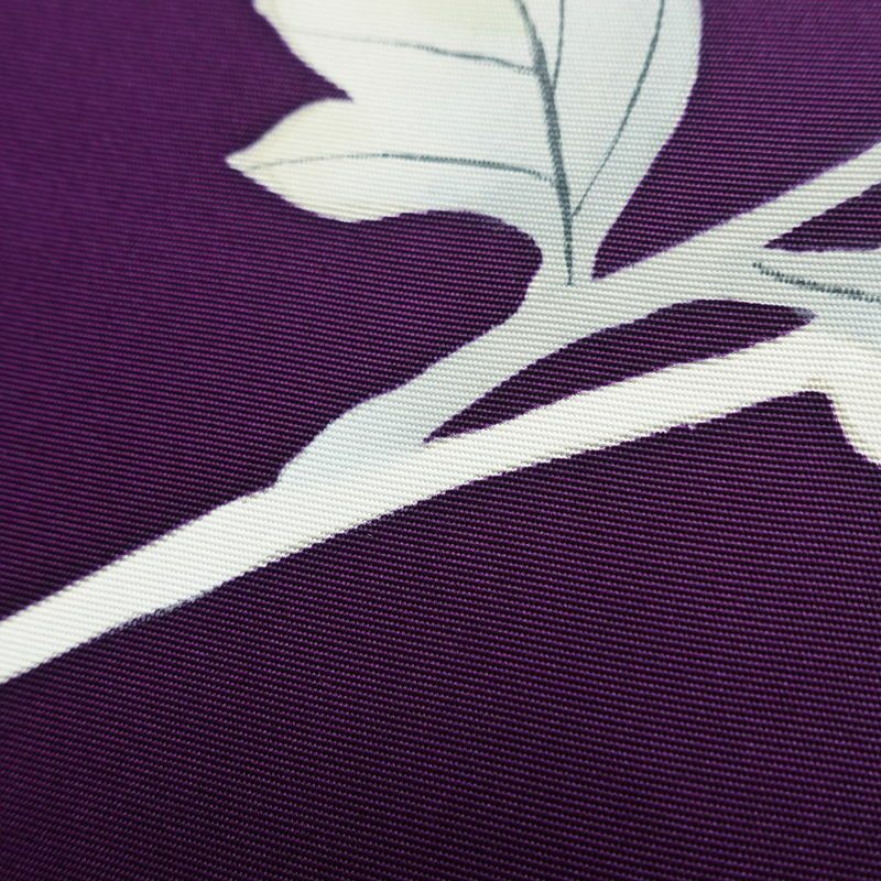 名古屋帯 太鼓柄 正絹 花柄 名古屋仕立て 箔 帯 紫・藤色_画像7