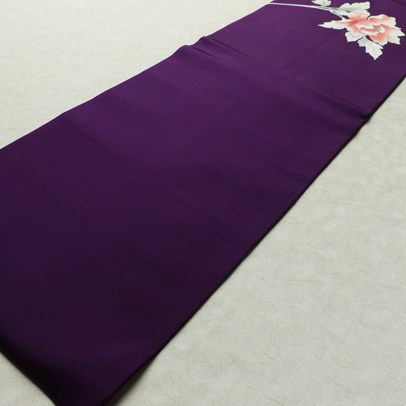 名古屋帯 太鼓柄 正絹 花柄 名古屋仕立て 箔 帯 紫・藤色_画像9