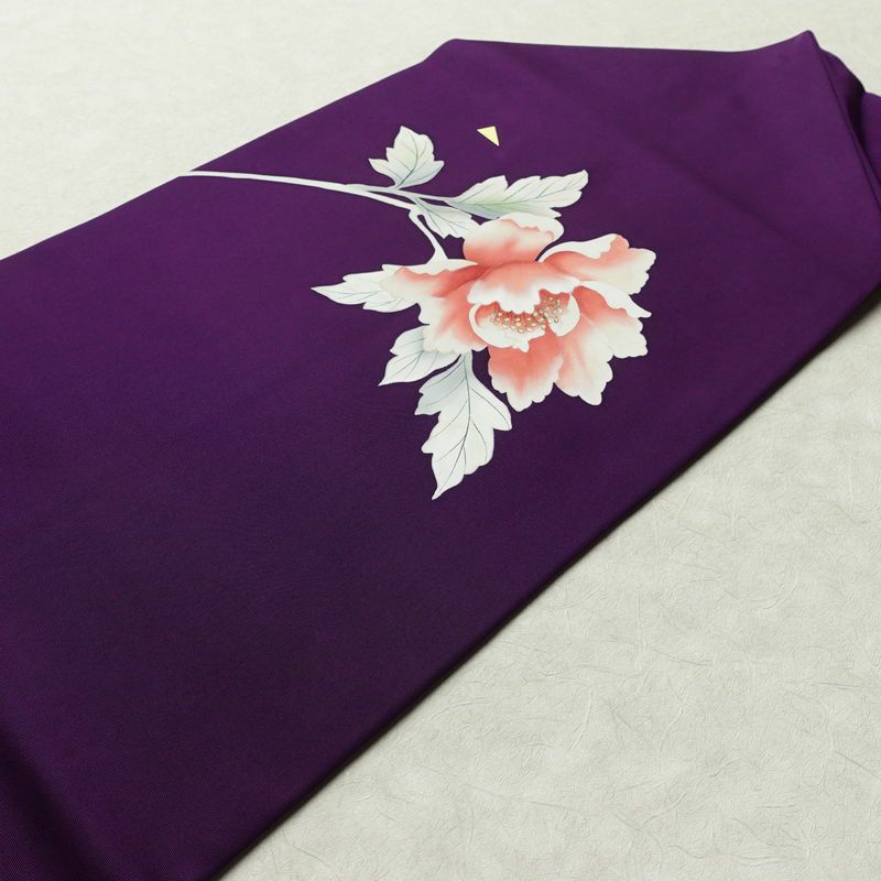 名古屋帯 太鼓柄 正絹 花柄 名古屋仕立て 箔 帯 紫・藤色_画像12