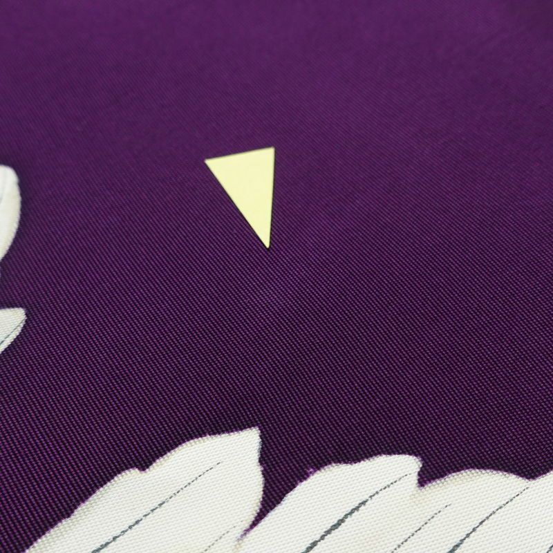 名古屋帯 太鼓柄 正絹 花柄 名古屋仕立て 箔 帯 紫・藤色_画像13