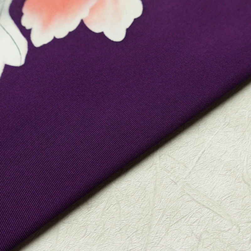 名古屋帯 太鼓柄 正絹 花柄 名古屋仕立て 箔 帯 紫・藤色_画像14