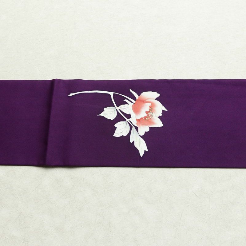 名古屋帯 太鼓柄 正絹 花柄 名古屋仕立て 箔 帯 紫・藤色_画像15