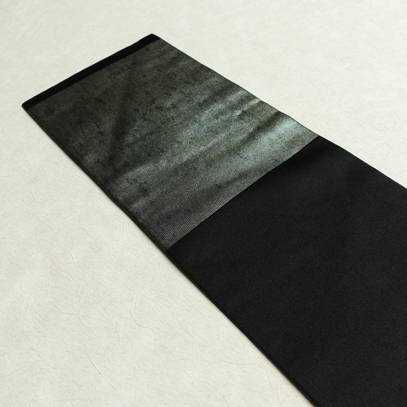 名古屋帯 太鼓柄 良品 正絹 木の葉・植物柄 名古屋仕立て 箔 刺繍 金・銀_画像16