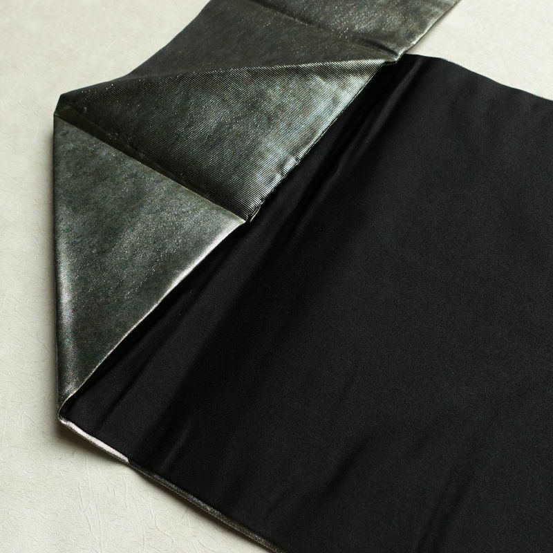 名古屋帯 太鼓柄 良品 正絹 木の葉・植物柄 名古屋仕立て 箔 刺繍 金・銀_画像19