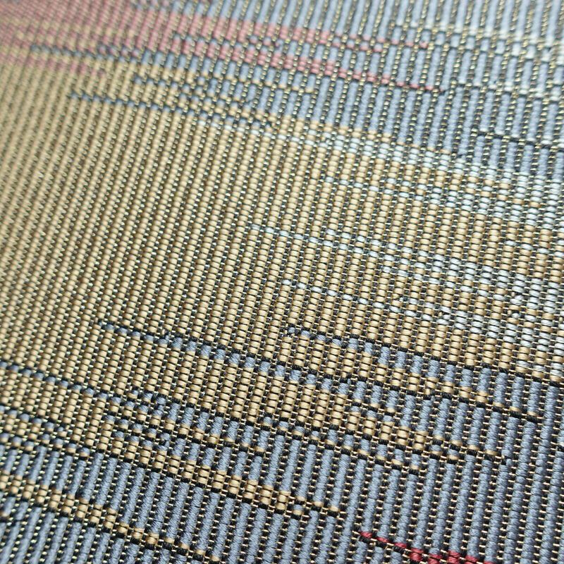 名古屋帯 六通柄 良品 正絹 幾何学柄・抽象柄 名古屋仕立て 帯 青・紺_画像4