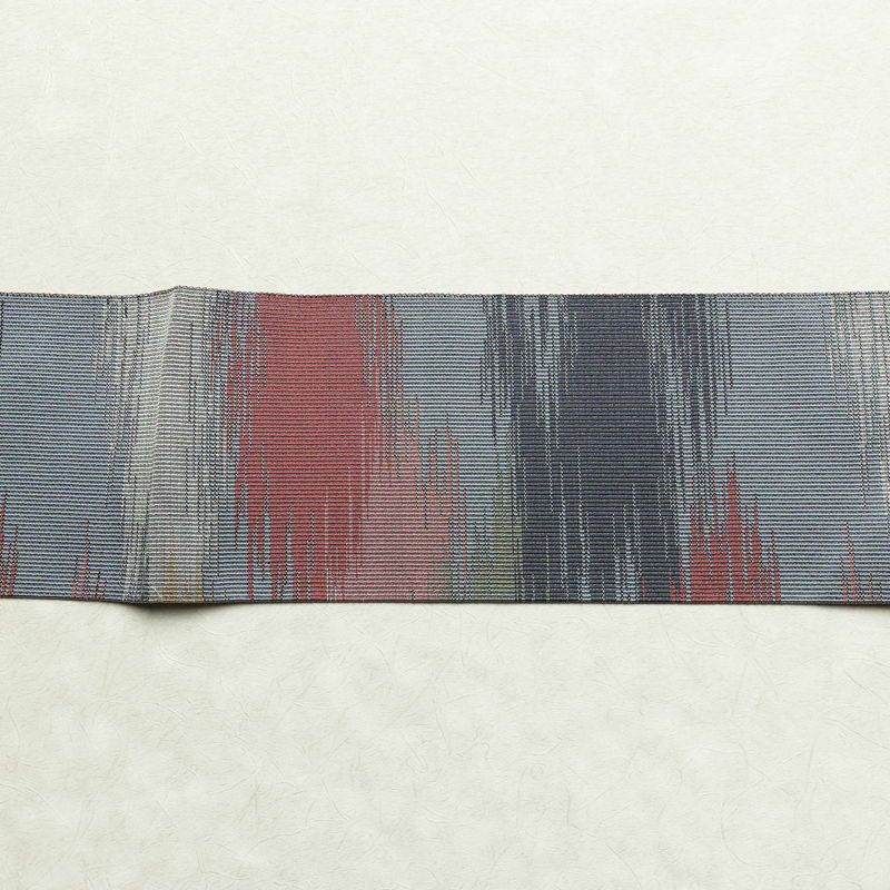 名古屋帯 六通柄 良品 正絹 幾何学柄・抽象柄 名古屋仕立て 帯 青・紺_画像14