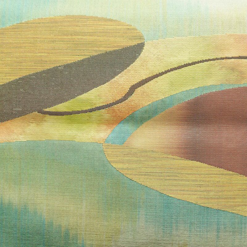 名古屋帯 太鼓柄 正絹 幾何学柄・抽象柄 通し仕立て 帯 緑・うぐいす色_画像2