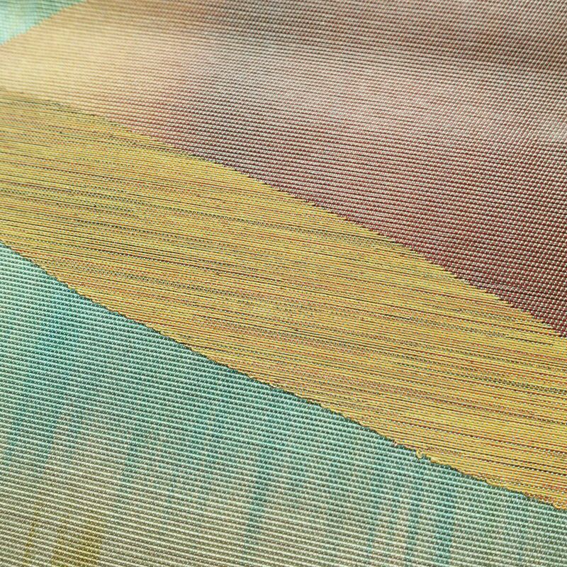 名古屋帯 太鼓柄 正絹 幾何学柄・抽象柄 通し仕立て 帯 緑・うぐいす色_画像3